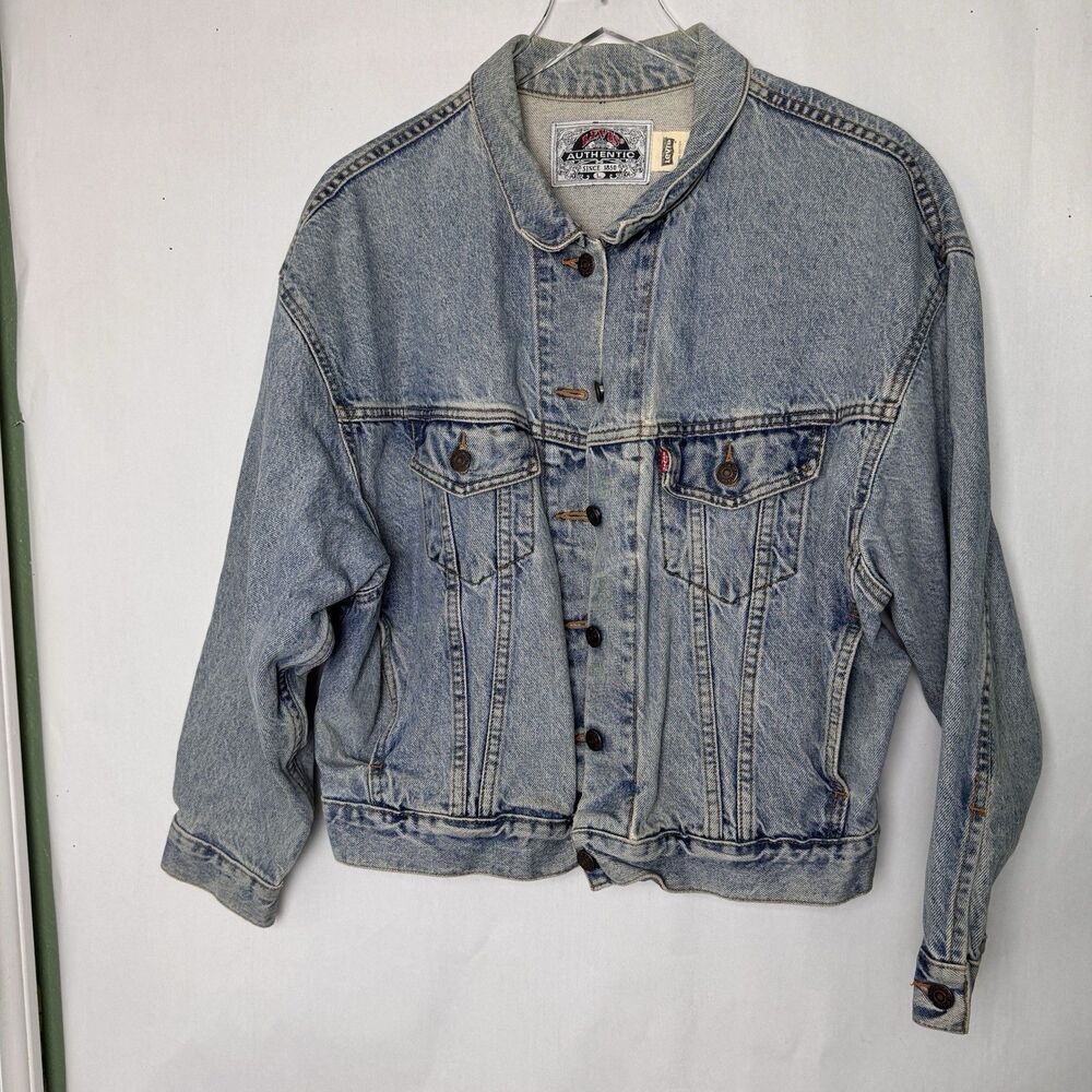 LEVI'S Authentic Baggy Trucker 527 Button Denim Jacket Vintage 90s USA Large